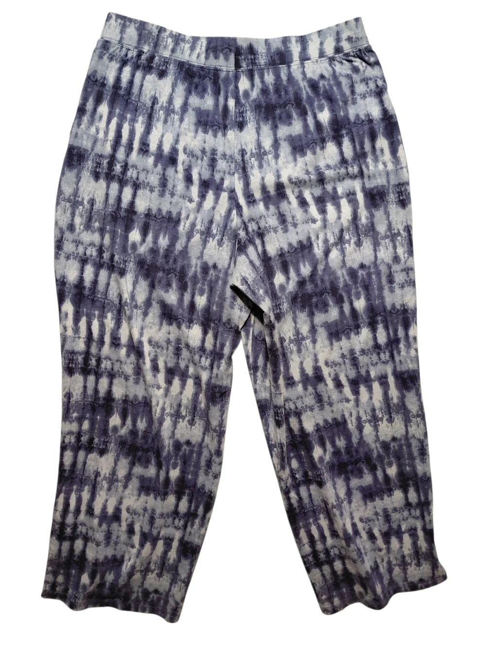 D & co. Tie-Dye Casual Loungewear Wide Straight Leg Pants - Blue & White